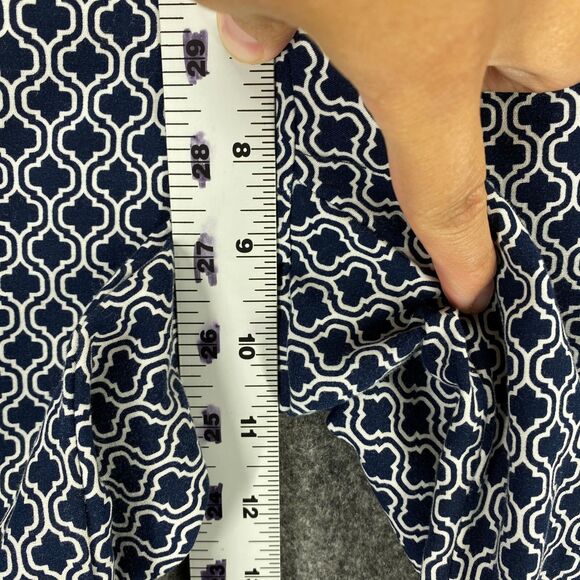 Adrienne Vittadini Chino Pants Women 4 White Blue Printed High Rise Straight - Picture 9 of 11